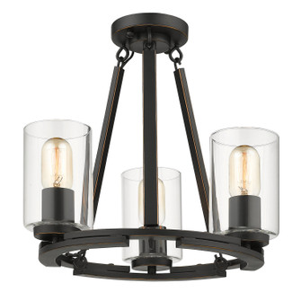 Monroe Three Light Semi-Flush Mount in Matte Black (62|7041SFBLKCLR)