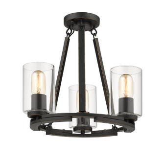 Monroe Three Light Chandelier in Matte Black (62|70413BLKCLR)