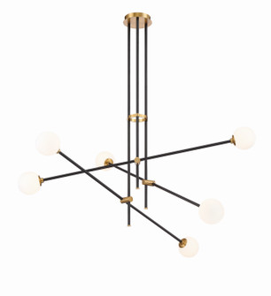 Cosmet Six Light Pendant in Coal And Aged Brass (42|P8151681)