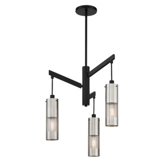Grid 3 Three Light Chandelier in Brushed Nickel and Coal Highlights (42|P1593691)