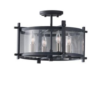 Ethan Four Light Ceiling Fixture in Antique Forged Iron / Brushed Steel (1|SF292AFBS)