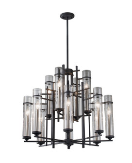 Ethan 12 Light Chandelier in Antique Forged Iron / Brushed Steel (1|F262984AFBS)