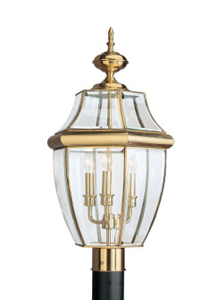 Lancaster Three Light Outdoor Post Lantern in Polished Brass (1|8239EN02)
