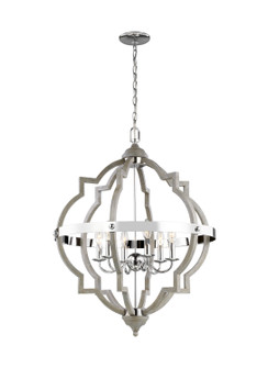 Socorro Six Light Hall / Foyer Pendant in Washed Pine (1|5124906872)