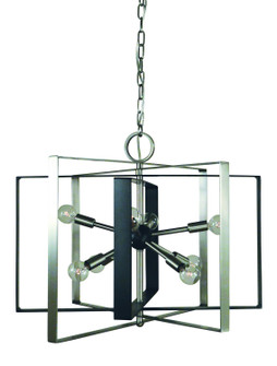 Interstellar Eight Light Chandelier in Brushed Nickel with Matte Black Accents (8|L1096BNMBLACK)