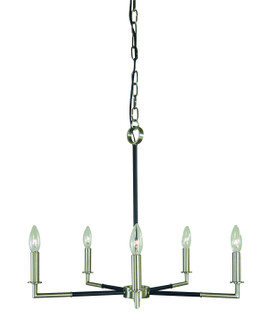 Schiller Five Light Chandelier in Brushed Nickel with Matte Black Accents (8|L1085BNMBLACK)