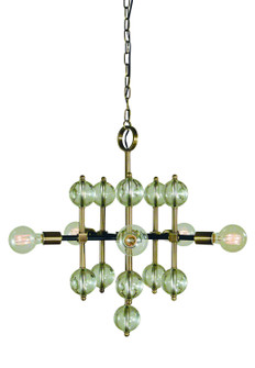 Gamma Five Light Chandelier in Antique Brass with Matte Black Accents (8|L1045ABMBLACK)
