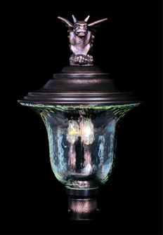 Carcassonne Three Light Exterior Post Mount in Raw Copper (8|8509RC)