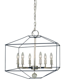 Isabella Six Light Chandelier in Polished Nickel with Matte Black Accents (8|5306PNMBLACK)