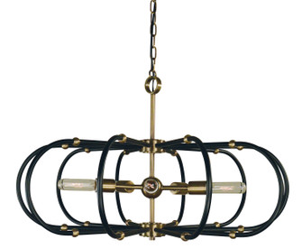 Pulsar Five Light Chandelier in Antique Brass with Matte Black Accents (8|5105ABMBLACK)