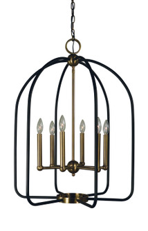 Boulevard Six Light Chandelier in Antique Brass with Matte Black Accents (8|4936ABMBLACK)