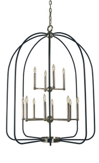 Boulevard 12 Light Chandelier in Polished Nickel with Matte Black Accents (8|4932PNMBLACK)