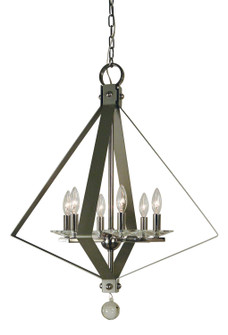 Ice Six Light Chandelier in Polished Nickel with Matte Black Accents (8|4926PNMBLACK)