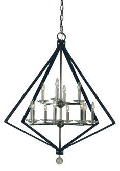 Ice 12 Light Chandelier in Satin Brass with Matte Black Accents (8|4922SBMBLACK)