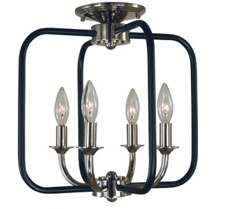 Boulevard Four Light Flush / Semi-Flush Mount in Polished Nickel with Matte Black Accents (8|4911PNMBLACK)