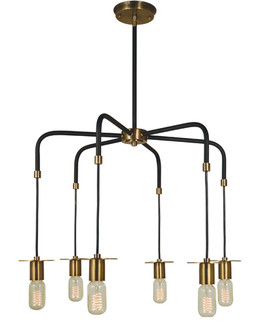 Juliette Five Light Chandelier in Polished Nickel with Matte Black (8|4895PNMBLACK)