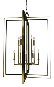Symmetry Ten Light Foyer Chandelier in Antique Brass with Matte Black (8|4868ABMBLACK)