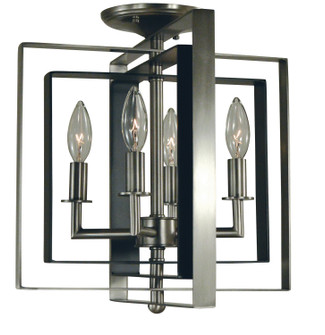 Symmetry Four Light Flush / Semi-Flush Mount in Brushed Nickel with Matte Black Accents (8|4861BNMBLACK)
