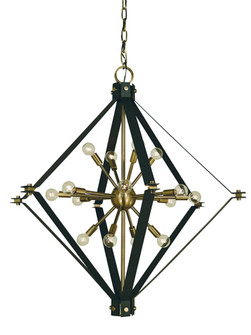 Axis 16 Light Foyer Chandelier in Antique Brass with Matte Black (8|4820ABMBLACK)