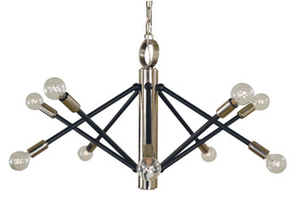 Felix Ten Light Chandelier in Antique Brass with Matte Black Accents (8|4687ABMBLACK)