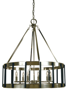 Pantheon Six Light Chandelier in Antique Brass with Matte Black (8|4668ABMBLACK)