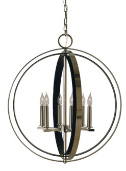Constell Six Light Chandelier in Polished Nickel with Matte Black (8|4655PNMBLACK)