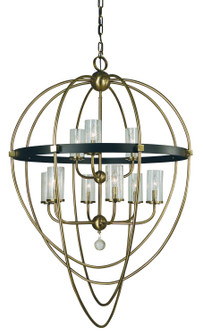 Margaux Nine Light Foyer Chandelier in Antique Brass with Matte Black Accents (8|3049ABMBLACK)