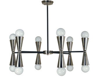 Equinox 12 Light Chandelier in Polished Nickel with Matte Black Accents (8|3036PNMBLACK)