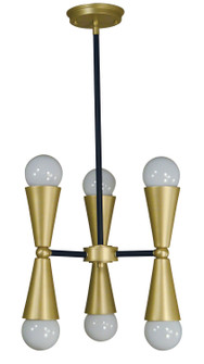 Equinox Six Light Chandelier in Satin Brass with Matte Black Accents (8|3033SBMBLACK)