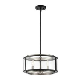 Tambouro Three Light Convertible Pendant in Matte Black With Satin Nickel (40|38274015)