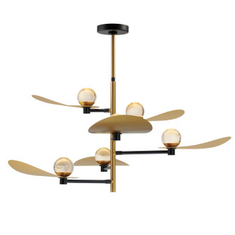 Pearl LED Chandelier in Black / Natural Aged Brass (86|E24075BKNAB)