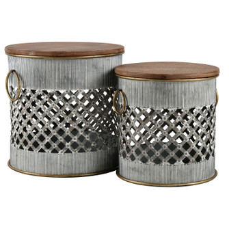 Parla Accent Stool in Galvanized (45|S00378093S2)