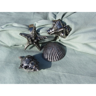Seashell Napkin Rings (Set Of 4) in Pewter (45|NAP016S4)