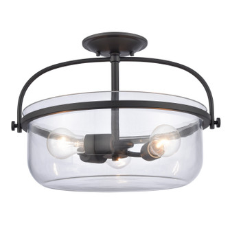 Wentworth Three Light Semi Flush Mount in Matte Black (45|894433)