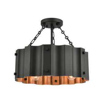 Clausten Three Light Semi Flush Mount in Black (45|890763)