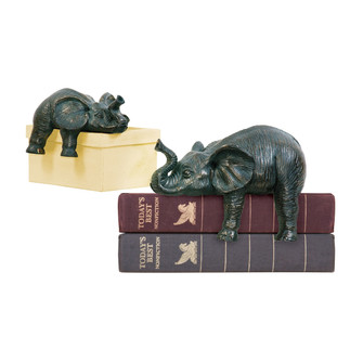 Sprawling Elephants Bookend - Set of 2 in Aged Bronze (45|48527172)