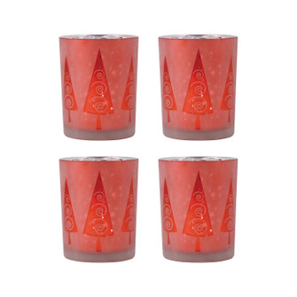 Modern Trees Pillar Holders (Set Of 4) in Red (45|394577S4)