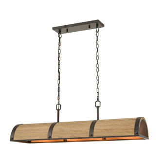 Wooden Barrel Four Light Island Pendant in Oil Rubbed Bronze (45|333654)