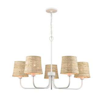 Abaca Five Light Chandelier in Textured White (45|324575)