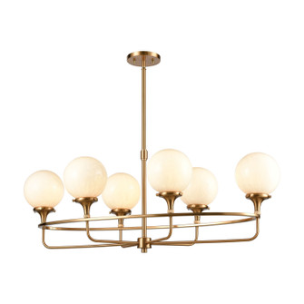 Beverly Hills Six Light Linear Chandelier in Satin Brass (45|301476)