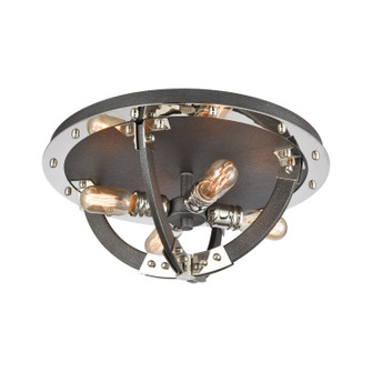 Riveted Plate Four Light Flush Mount in Silverdust Iron (45|152334)