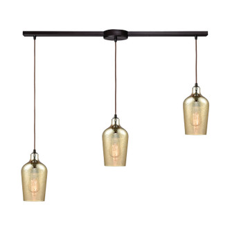 Hammered Glass Three Light Pendant in Oil Rubbed Bronze (45|108403L)