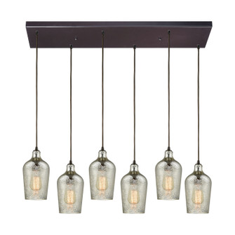 Hammered Glass Six Light Pendant in Oil Rubbed Bronze (45|108306RC)