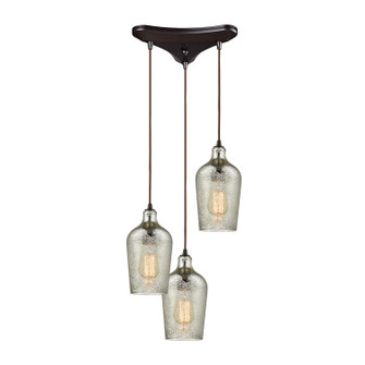 Hammered Glass Three Light Pendant in Oil Rubbed Bronze (45|108303)