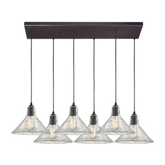 Hand Formed Glass Six Light Pendant in Oil Rubbed Bronze (45|104356RC)