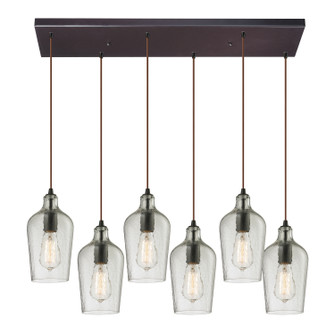 Hammered Glass Six Light Pendant in Oil Rubbed Bronze (45|103316RCCLR)