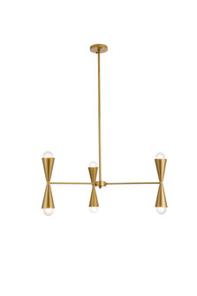 Cade Six Light Pendant in brass (173|LD650D34BR)