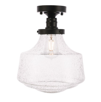 Lyle One Light Flush Mount in Black and Clear seeded glass (173|LD6240BK)