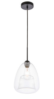 Kason One Light Pendant in Black and Clear glass (173|LD5031D8BK)