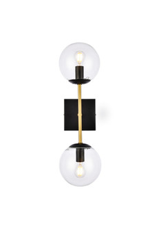 Neri Two Light Wall Sconce in Black and Brass and Clear (173|LD2357BKR)